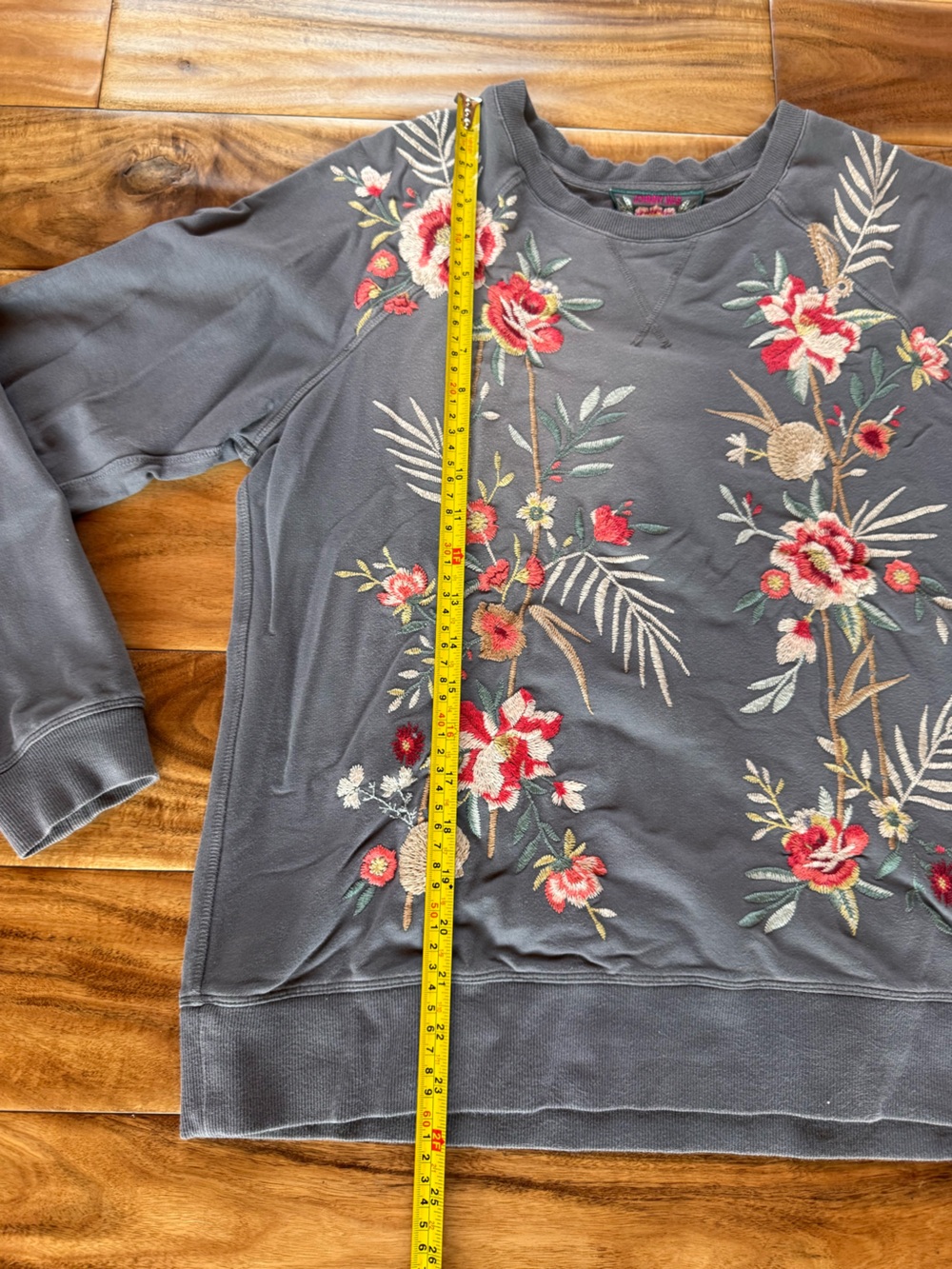 Johnny Was Blue Floral Embroidered Sweatshirt - Picture 3 of 10